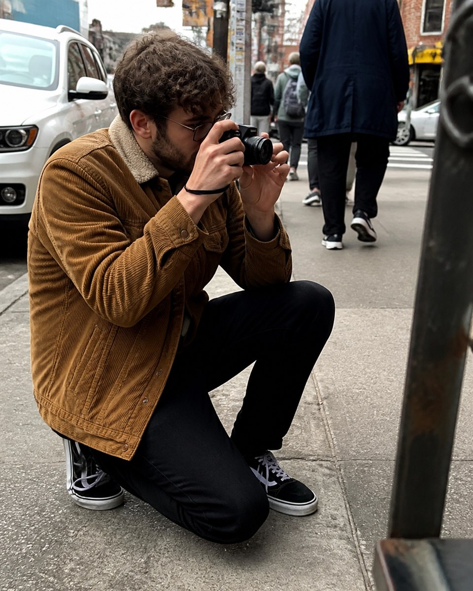 Photography creator framing a street photo